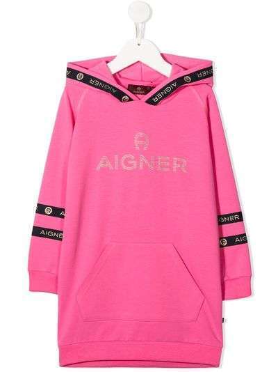 Aigner Kids платье-худи с логотипом