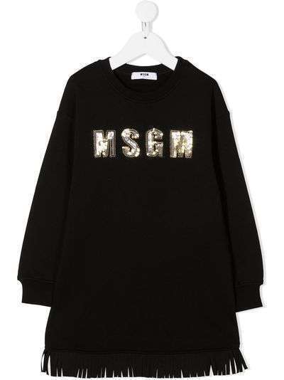 Msgm Kids платье с логотипом из пайеток