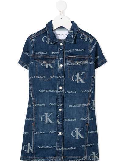 Calvin Klein Kids джинсовое платье мини с логотипом
