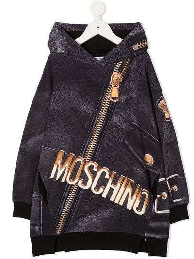 Moschino Kids платье-толстовка с капюшоном и принтом