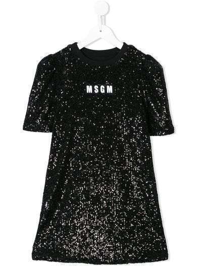Msgm Kids платье-футболка с пайетками