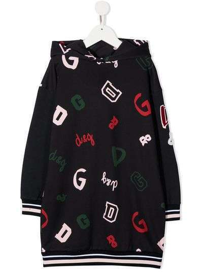 Dolce & Gabbana Kids платье с капюшоном и логотипом