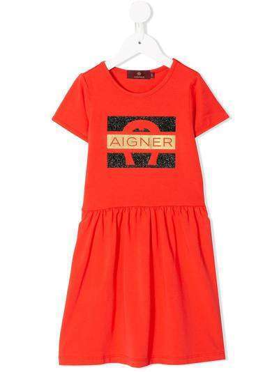 Aigner Kids платье с короткими рукавами и логотипом
