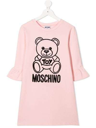 Moschino Kids платье с фактурным логотипом