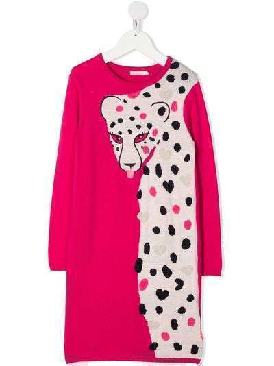 Billieblush платье-свитер с леопардовым узором вязки интарсия