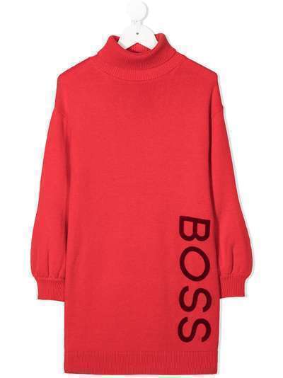 Boss Kids платье с высоким воротником и логотипом