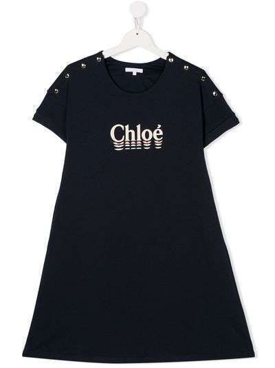 Chloé Kids платье-рубашка с логотипом