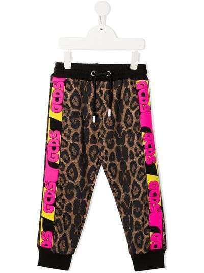 Gcds Kids леопардовые спортивные брюки с логотипом