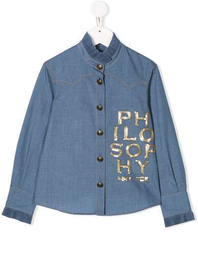 Philosophy Di Lorenzo Serafini Kids джинсовая рубашка с логотипом из пайеток
