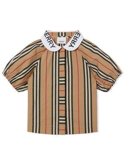 Burberry Kids рубашка в клетку Vintage Check и полоску Icon Stripe