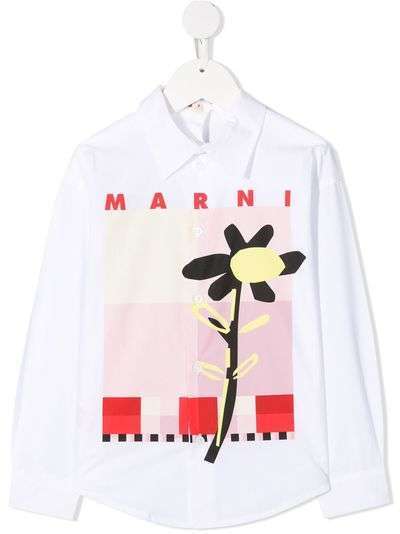 Marni Kids футболка с принтом и логотипом