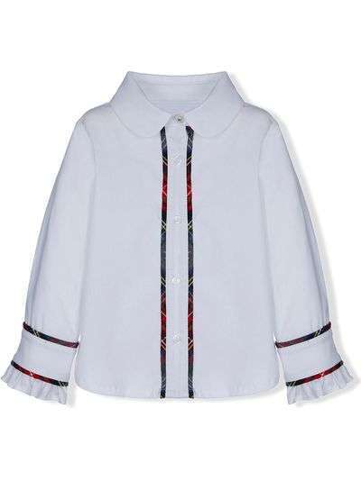 Lapin House рубашка с контрастной окантовкой и оборками на манжетах