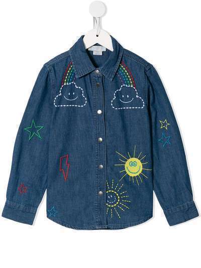 Stella McCartney Kids джинсовая рубашка с вышивкой