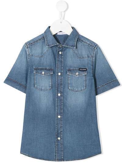 Dolce & Gabbana Kids джинсовая рубашка с короткими рукавами