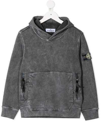 Stone Island Junior худи с эффектом потертости