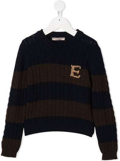 Ermanno Scervino Junior свитер в полоску с логотипом из сраз