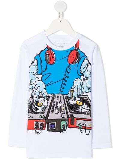 Stella McCartney Kids футболка с длинными рукавами и принтом DJ
