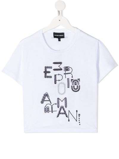 Emporio Armani Kids футболка с U-образным вырезом и логотипом