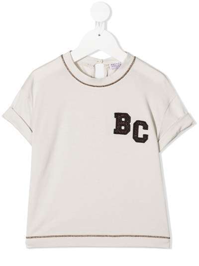 Brunello Cucinelli Kids футболка с круглым вырезом и нашивкой-логотипом