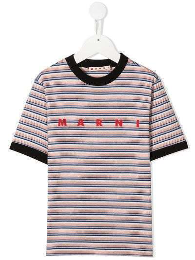 Marni Kids футболка в полоску с логотипом
