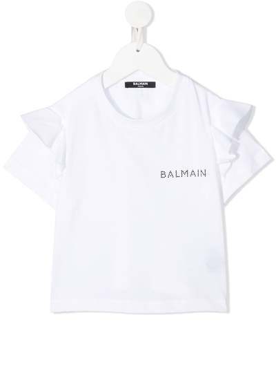 Balmain Kids футболка с оборками на рукавах