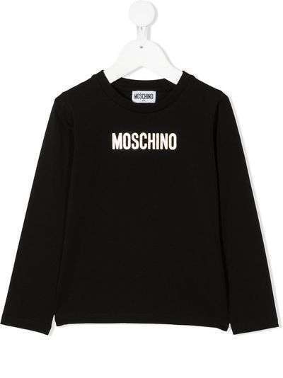Moschino Kids футболка с длинными рукавами и блестящим логотипом