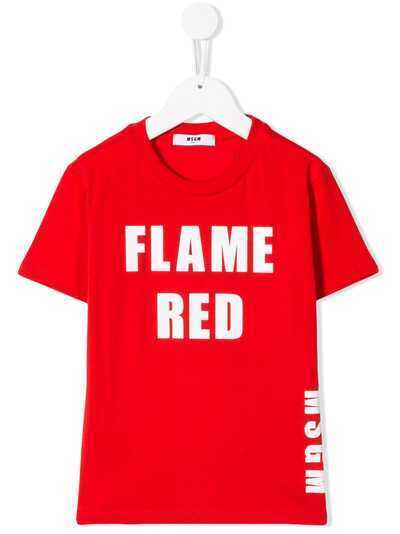 Msgm Kids футболка с принтом 'Flame Red'