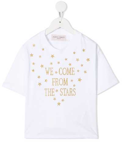 Alberta Ferretti Kids футболка с надписью и блестками