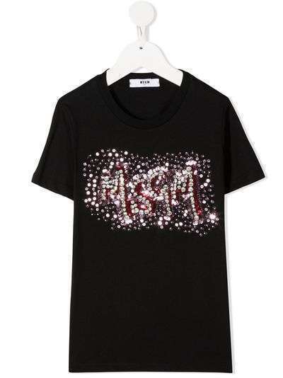 Msgm Kids футболка с декорированным логотипом