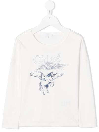 Chloé Kids pegasus print top with embroidery