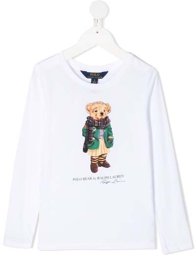 Ralph Lauren Kids футболка Scarf Bear с длинными рукавами