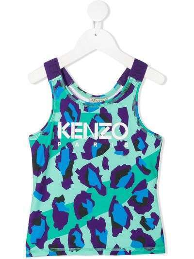 Kenzo Kids топ без рукавов с леопардовым принтом