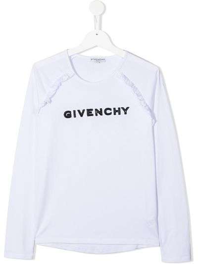 Givenchy Kids топ с вышитым логотипом и оборками
