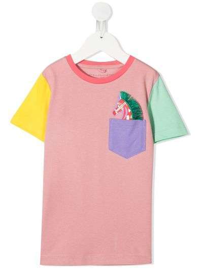 Stella McCartney Kids футболка в стиле колор-блок с аппликацией