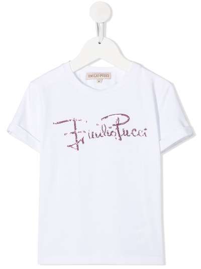 Emilio Pucci Junior футболка с логотипом из пайеток