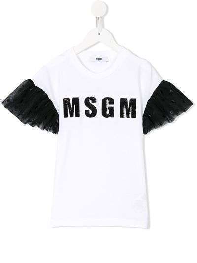Msgm Kids футболка с рукавами из тюля