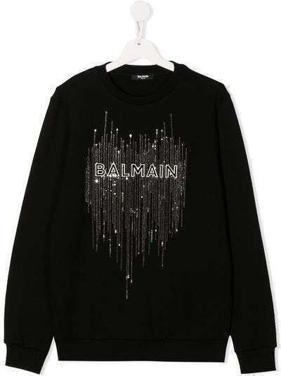 Balmain Kids джемпер с логотипом из страз