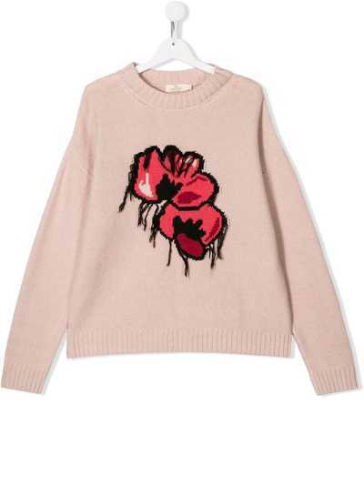 Andorine вязаный свитер с цветочным принтом