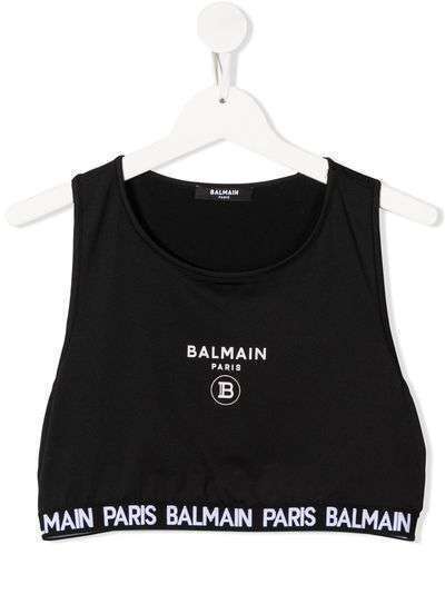 Balmain Kids спортивный укороченный топ с логотипом