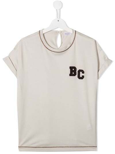 Brunello Cucinelli Kids футболка с нашивкой-логотипом