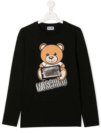 Moschino Kids футболка с длинными рукавами и нашивкой