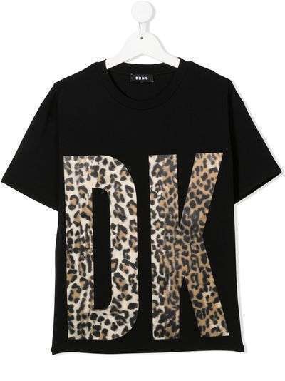 Dkny Kids футболка с леопардовым принтом и логотипом