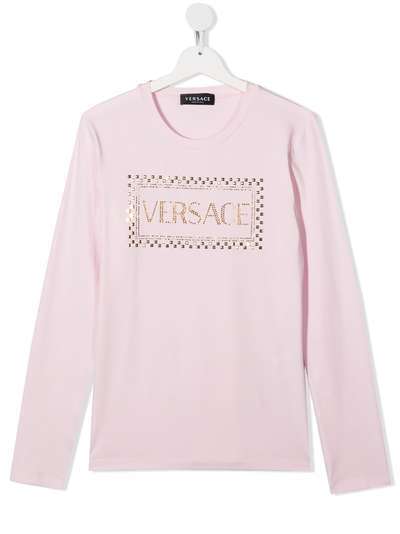 Young Versace футболка с кристаллами и логотипом