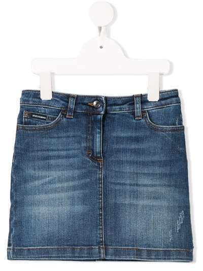 Dolce & Gabbana Kids джинсовая юбка мини с эффектом потертости