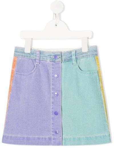 Stella McCartney Kids джинсовая юбка мини в стиле колор-блок