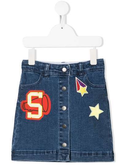 Stella McCartney Kids джинсовая юбка в технике пэчворк