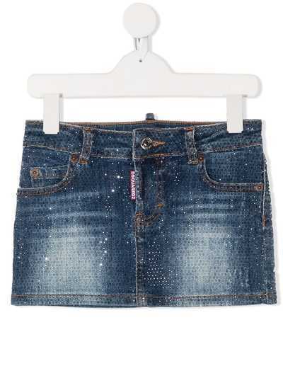 Dsquared2 Kids джинсовая юбка с кристаллами