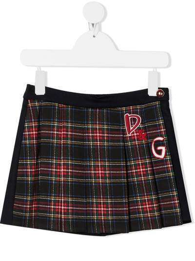 Dolce & Gabbana Kids юбка в клетку тартан с нашивкой-логотипом D&G