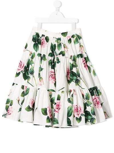 Dolce & Gabbana Kids ярусная юбка с цветочным принтом