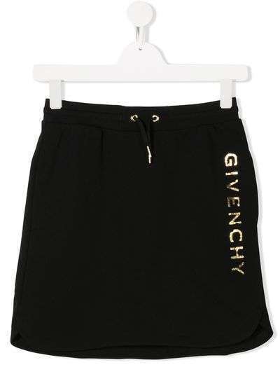 Givenchy Kids юбка с кулиской и логотипом